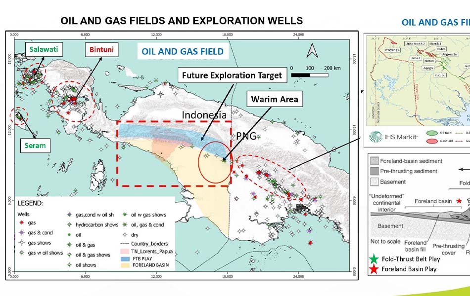 Peta teknis target eksplorasi area Blok Warim, Papua.