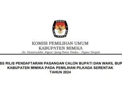 KPU Mimika Umumkan Parpol Pendukung Masing-masing Kandidat Pilkada 2024