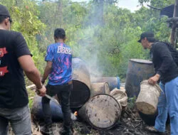 Polsek Mimika Baru Musnahkan Tempat Penyulingan Miras Lokal