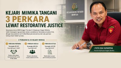 Kejari Mimika Selesaikan Tiga Perkara lewat Pendekatan Restorative Justice